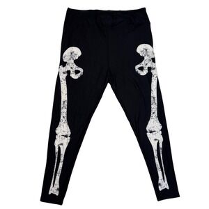 LuLaRoe Womens Leggings Size TC2 Black Skeleton Bones Halloween Plus 18+ NWT